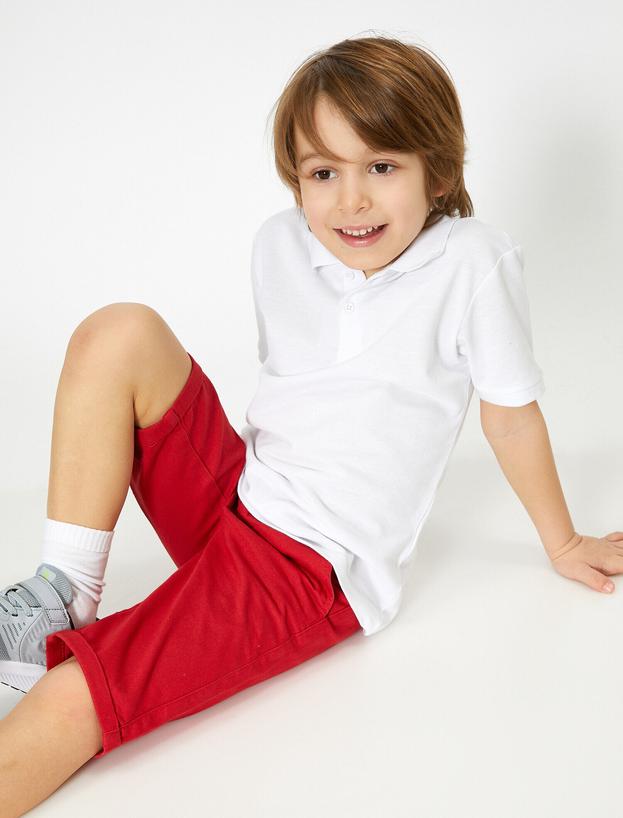  Erkek Çocuk Basic Kol Ucu Triko Detaylı Polo Pike Tişört