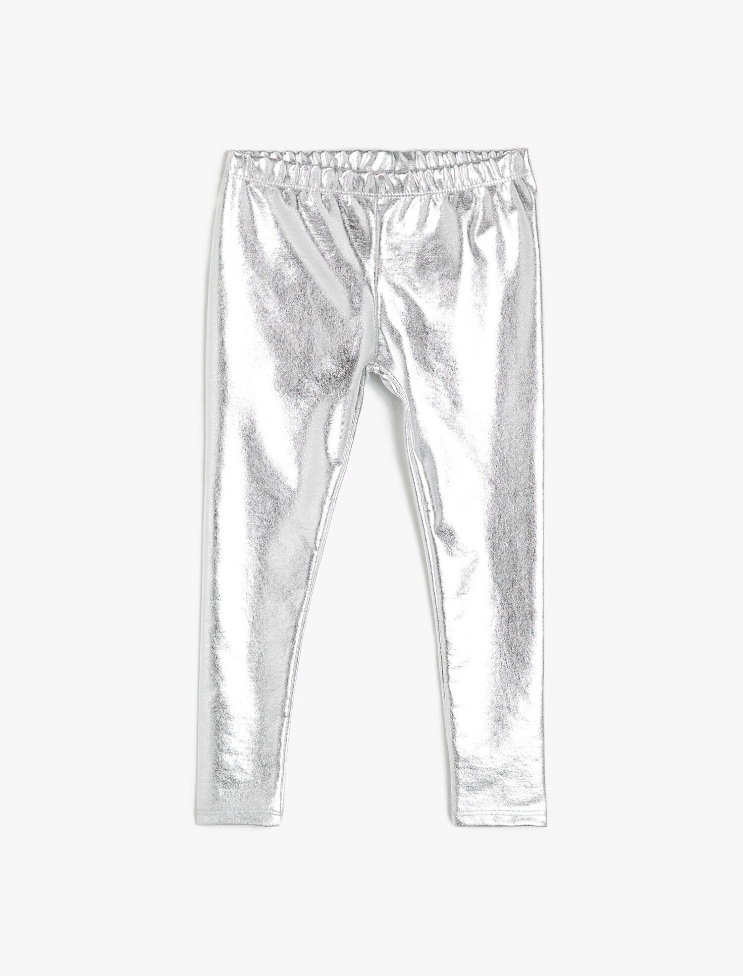  Kız Çocuk Parlak Kumaştan Normal Bel Uzun Tayt