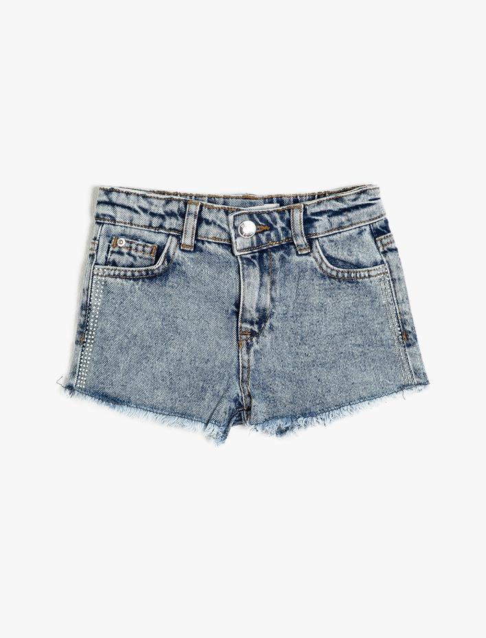 Kız Çocuk Cep Detaylı Jean Şort
