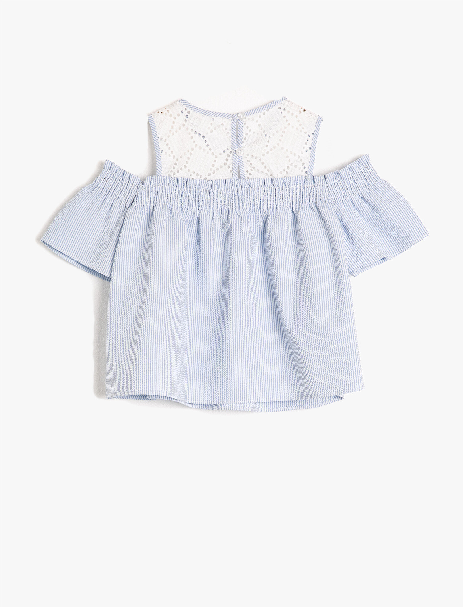  Kız Çocuk Dantelli Kısa Kollu Bisiklet Yaka Bluz