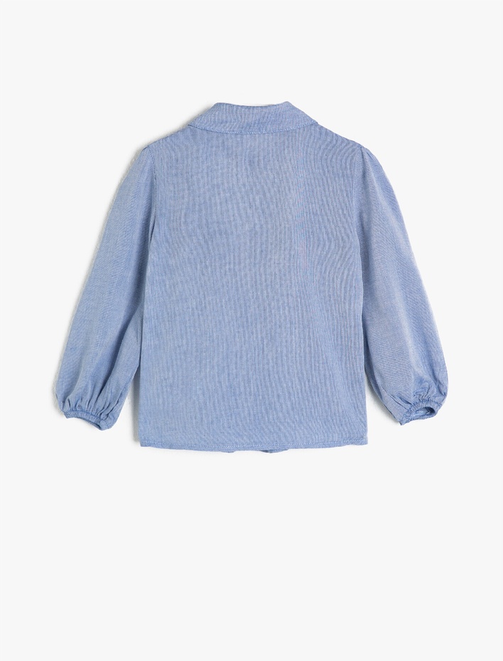 Kız Çocuk Fırfırlı İşlemeli Gömlek