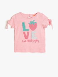 Kol Detaylı Love Baskılı Tişört