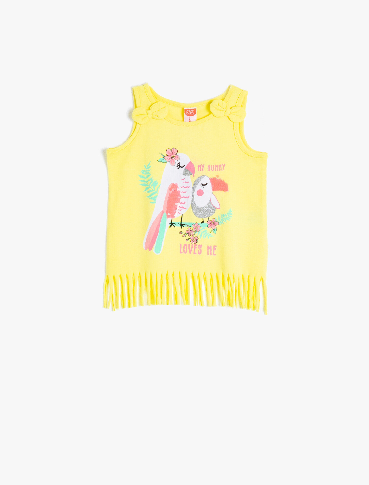  Kız Bebek Püskül Detaylı Pamuklu Atlet