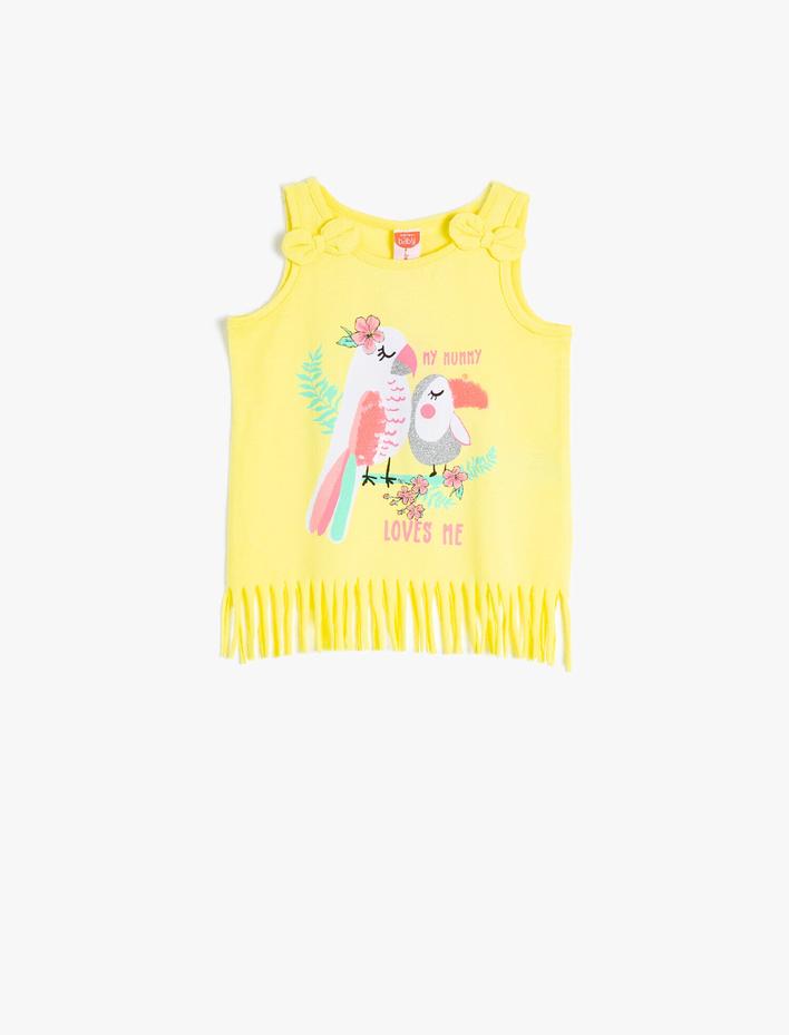 Kız Bebek Püskül Detaylı Pamuklu Atlet