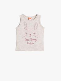 Bisiklet Yaka Baskılı Kolsuz Atlet