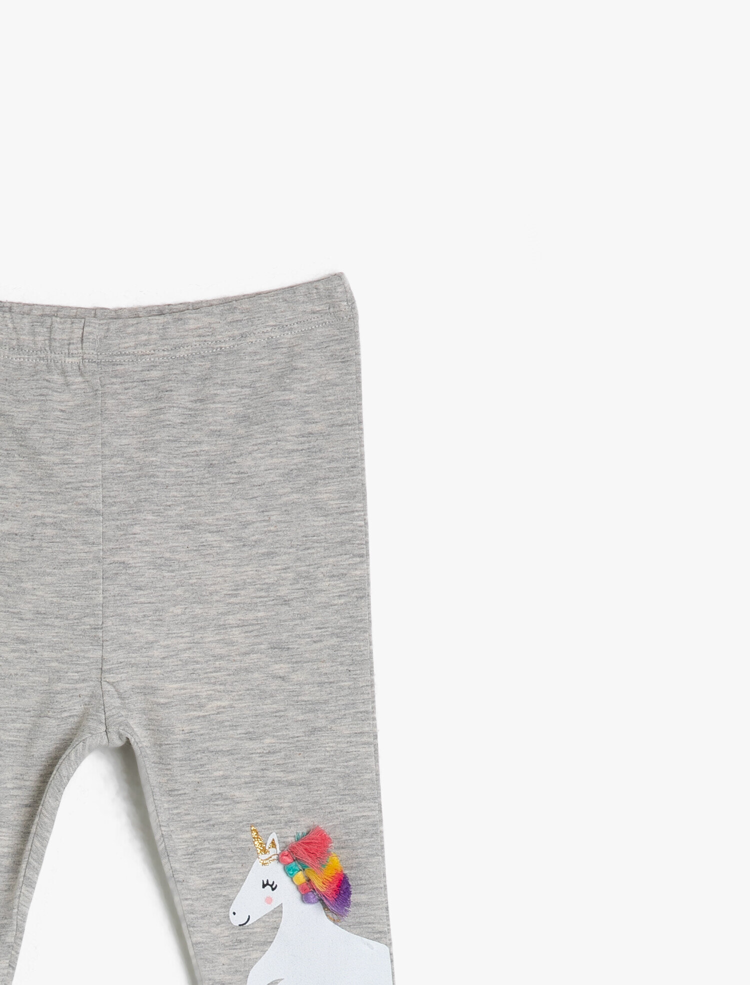 Kız Bebek Esnek Yumuşak Unicorn Baskılı Püsküllüı Uzun Boy Tayt