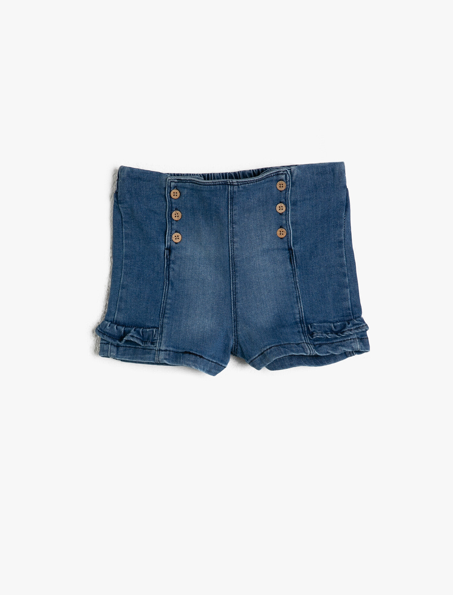  Kız Bebek Düğme Detaylı Jean Şort