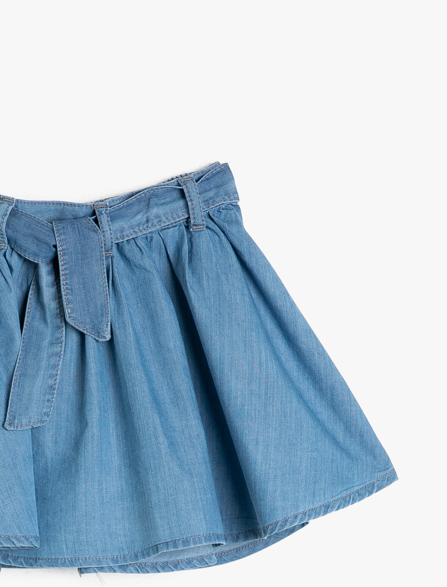 Kız Bebek Beli Bağlamalı Jean Etek