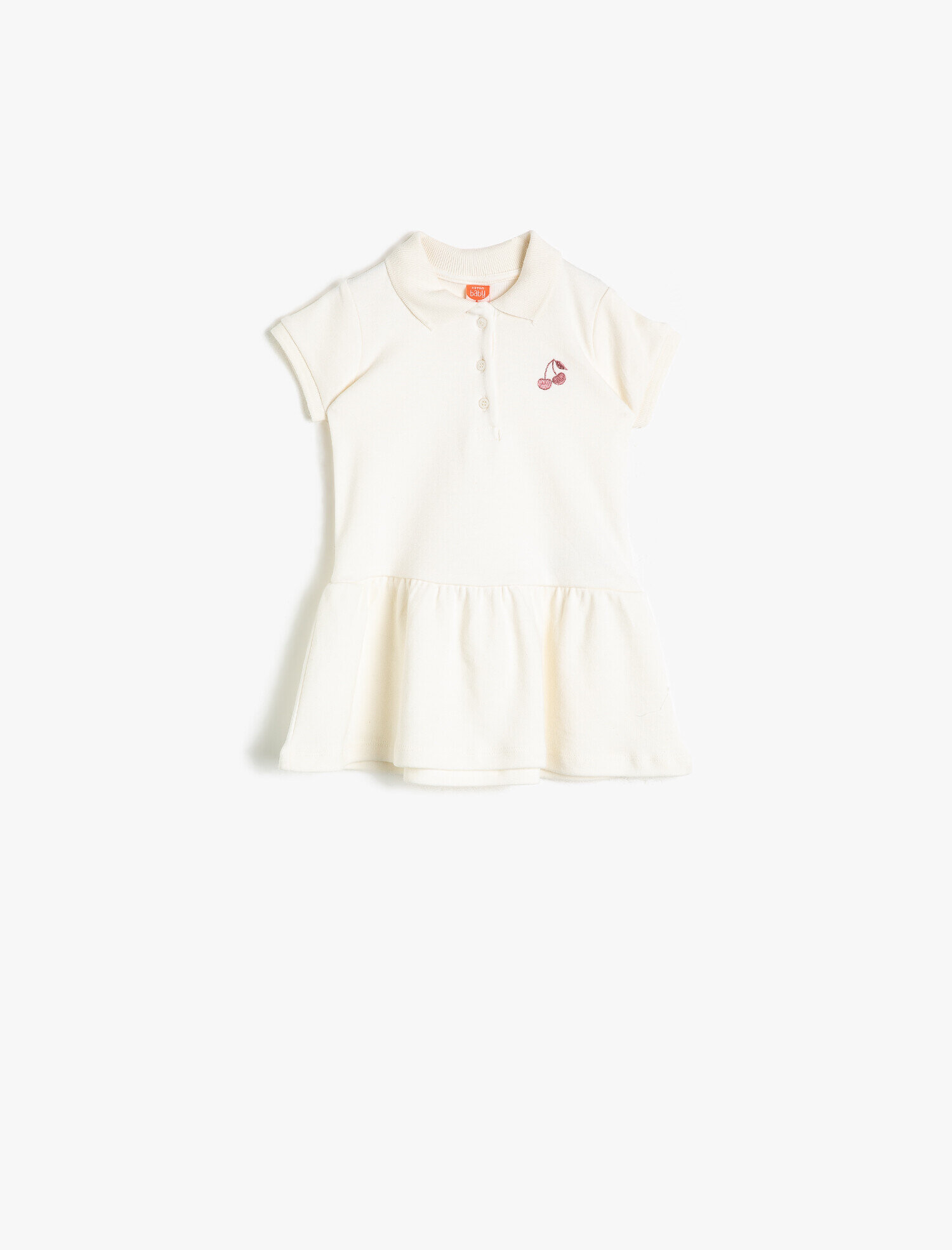  Kız Bebek Düğme Detaylı Volanlı Polo Yaka Elbİse