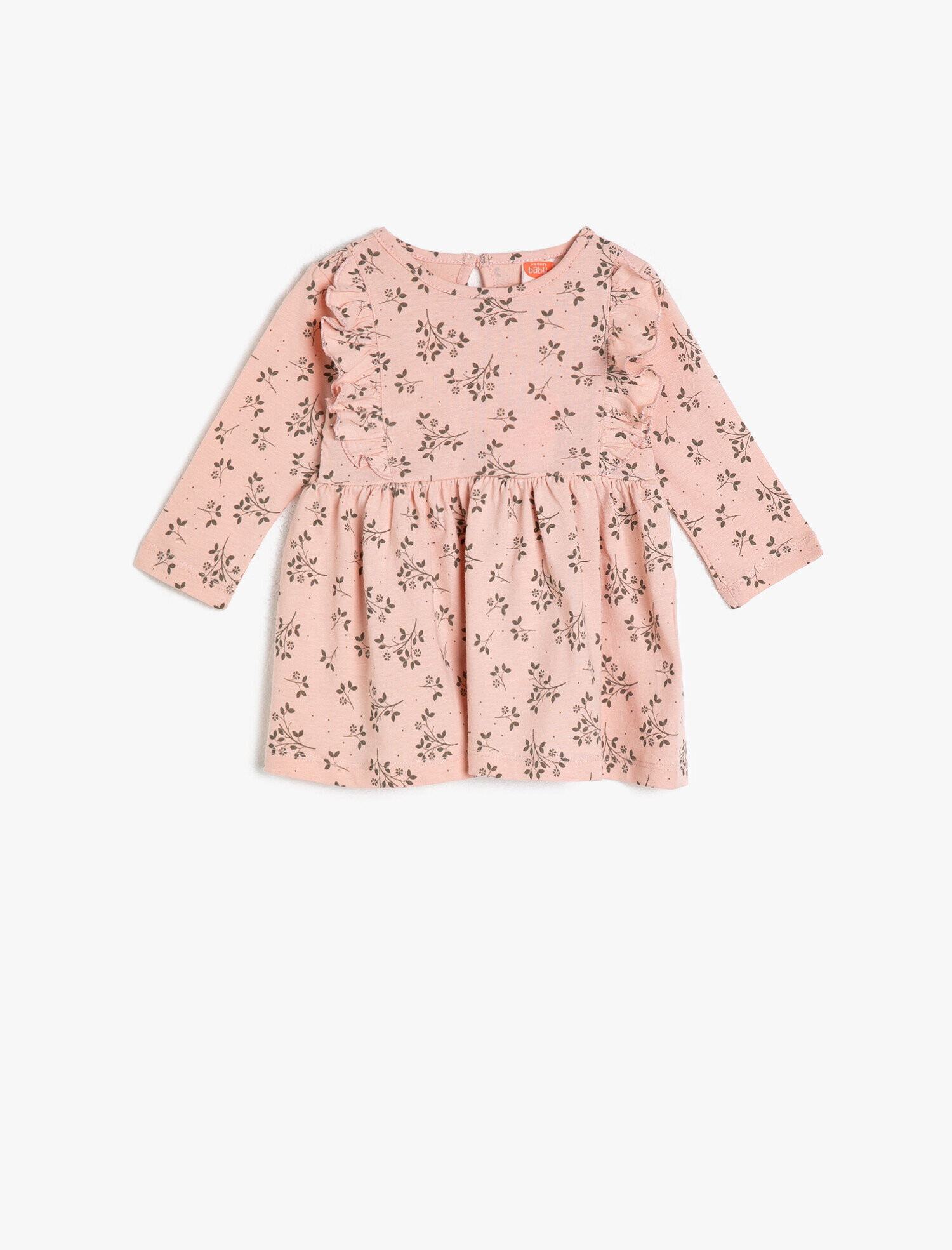  Kız Bebek Desenli Elbise Uzun Kollu