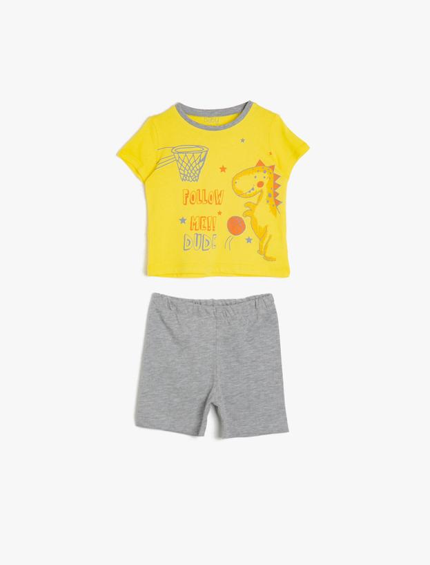  Erkek Bebek 2'li Pamuklu Tişört ve Şort Takım