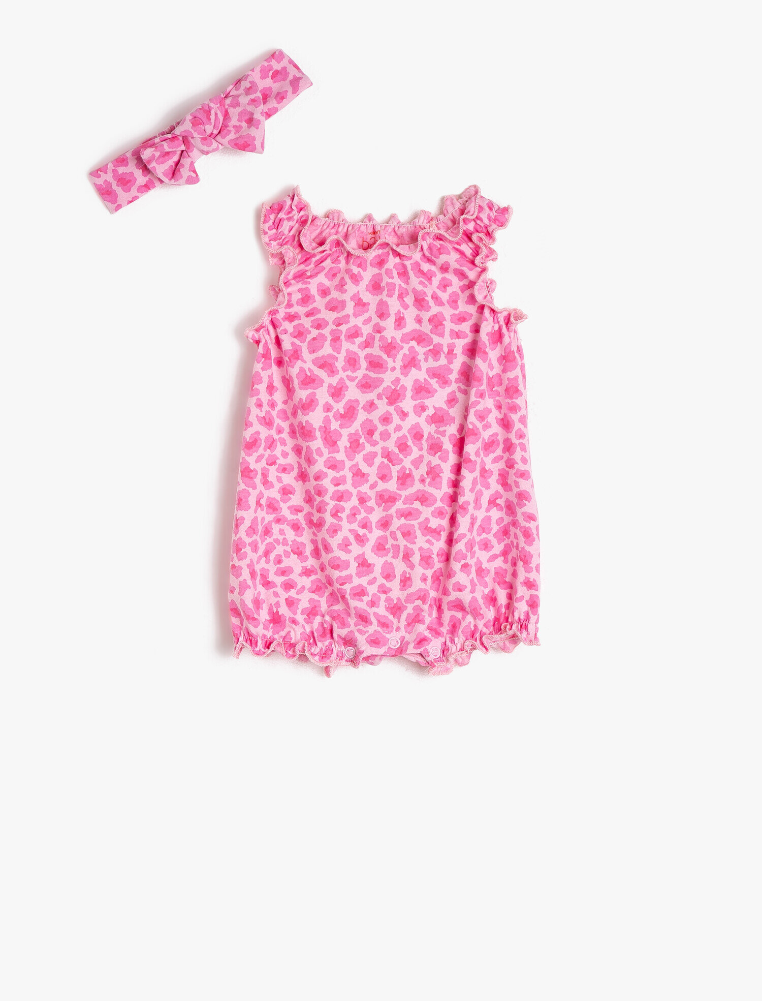  Kız Bebek Baskılı Tulum Kısa Kollu