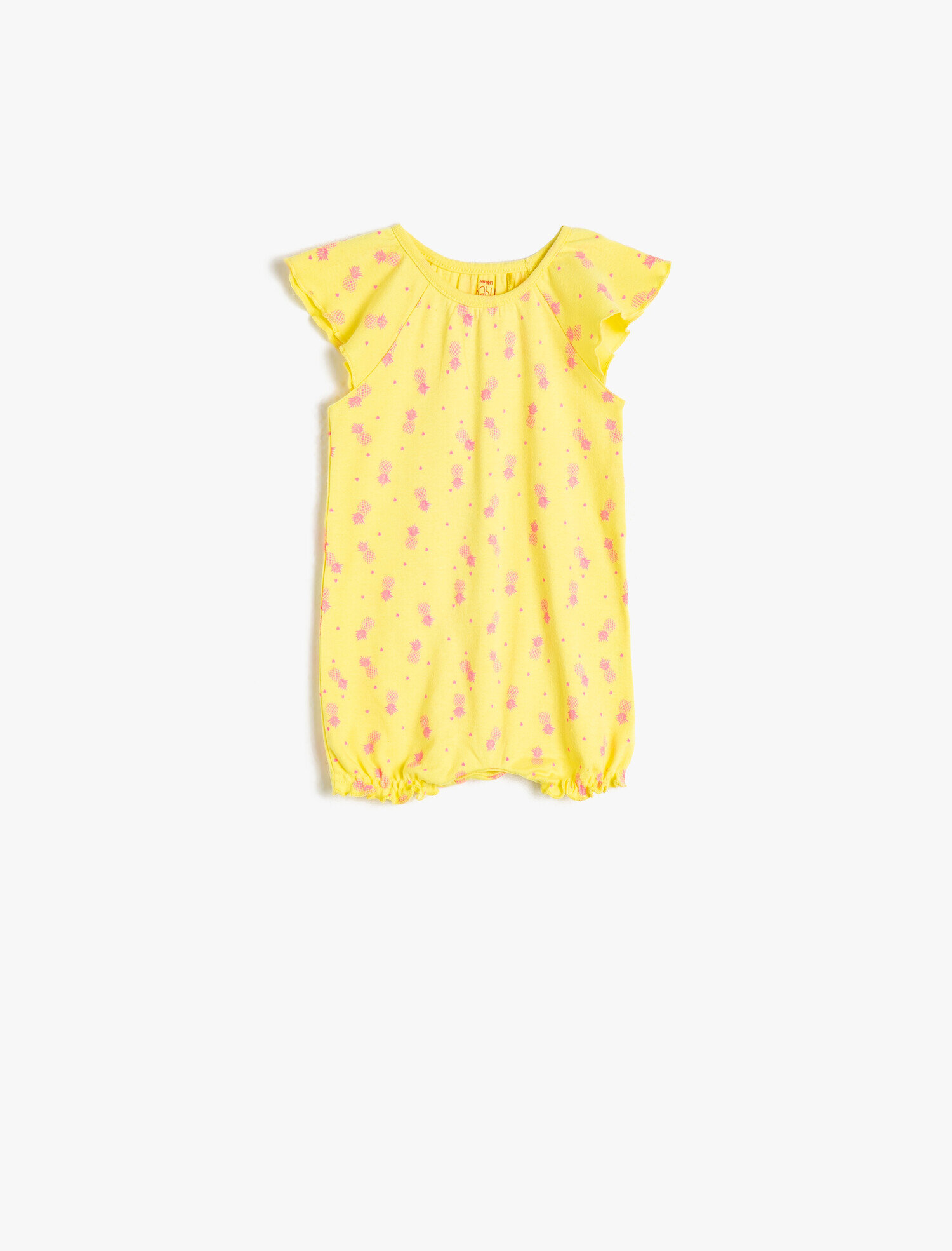  Kız Bebek Baskılı Tulum Kısa Kollu