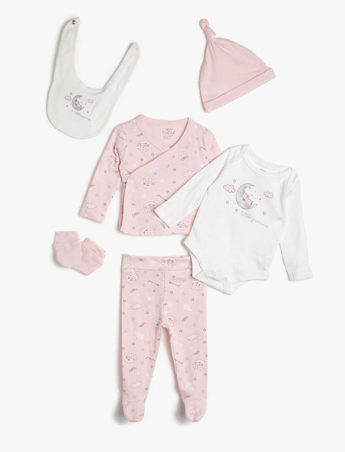 Kız Bebek Yenidoğan Pamuklu 6'lı Hastane Çıkış Seti