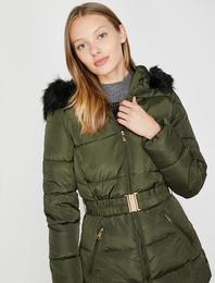 Kapüşonlu Şişme Mont Cepli