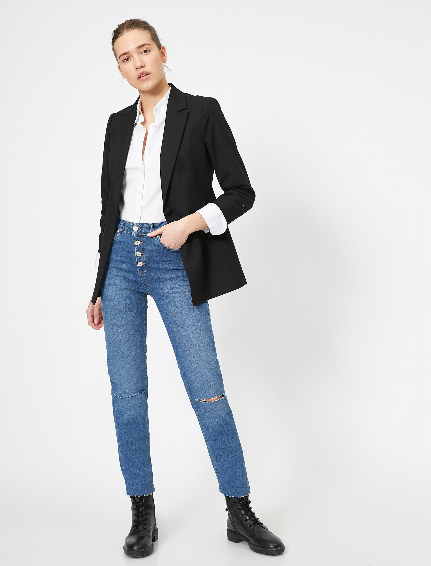 Eve Slim Jean - Yüksek Bel Normal Kesim Hafif Düz Paça Straight Jean Pantolon