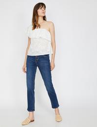 Eve Slim Jean - Yüksek Bel Normal Kesim Hafif Düz Paça Straight Jean Pantolon