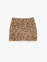 Leopar Baskılı Etek