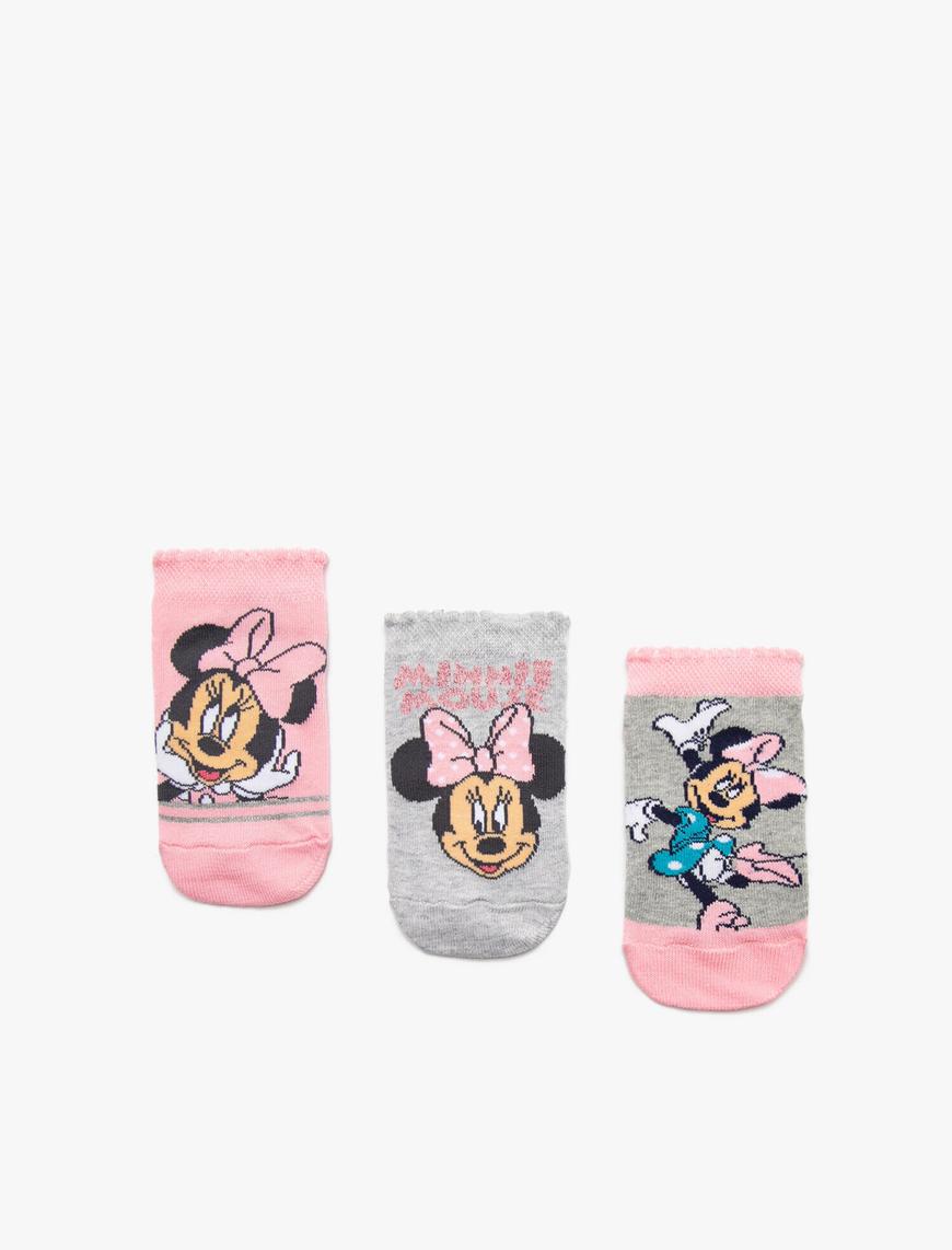  Kız Çocuk Minnie Mouse Çorap Seti Lisanslı Desenli Pamuklu