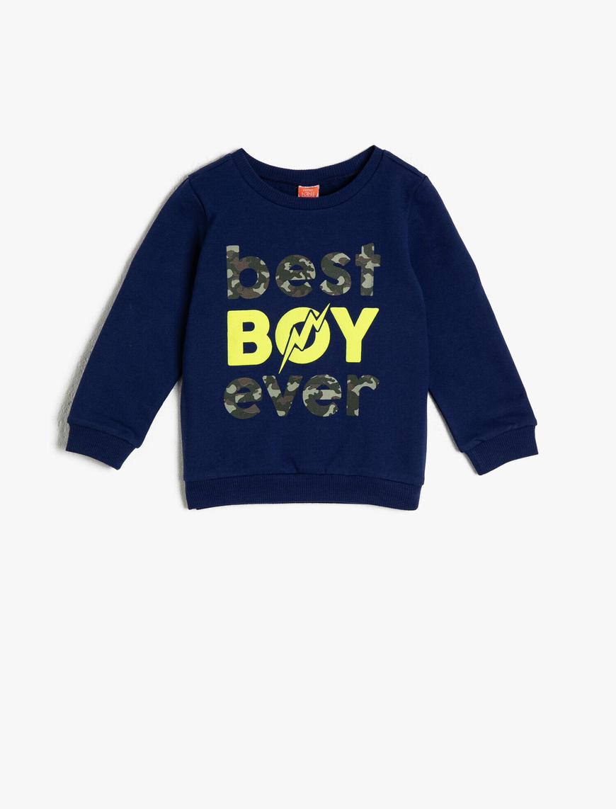  Erkek Bebek Yazılı Baskılı Sweatshirt