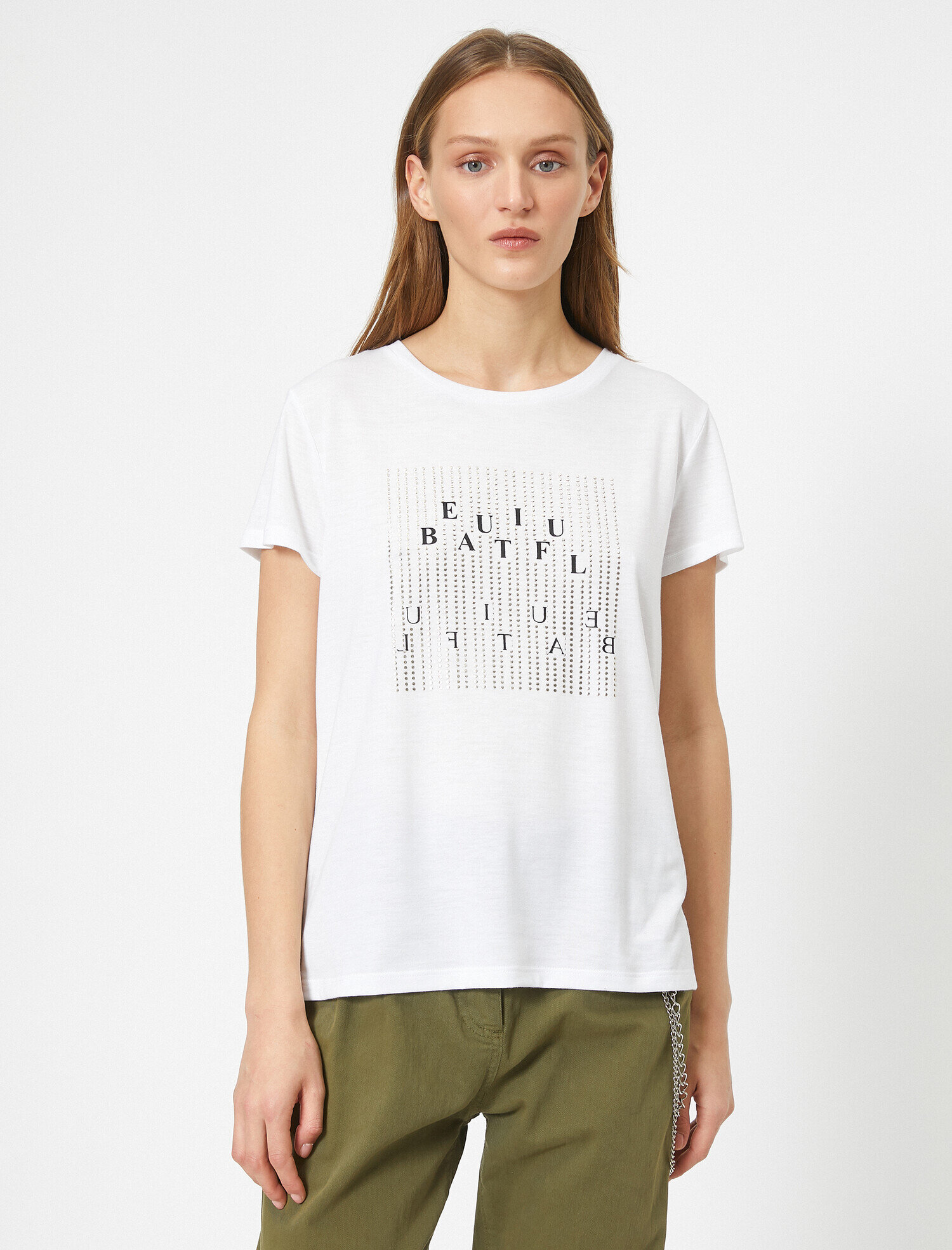   Slogan Baskılı Standart Kalıp Bisiklet Yaka Tişört