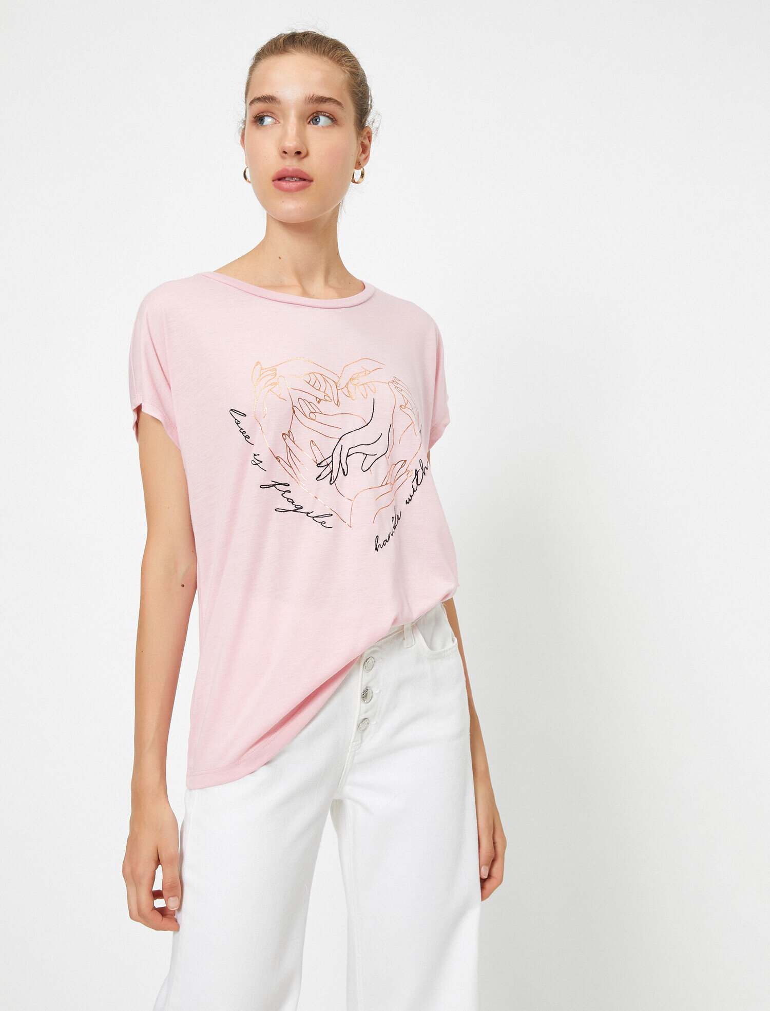   Bisiklet Yaka Kısa Kollu Baskılı Tişört