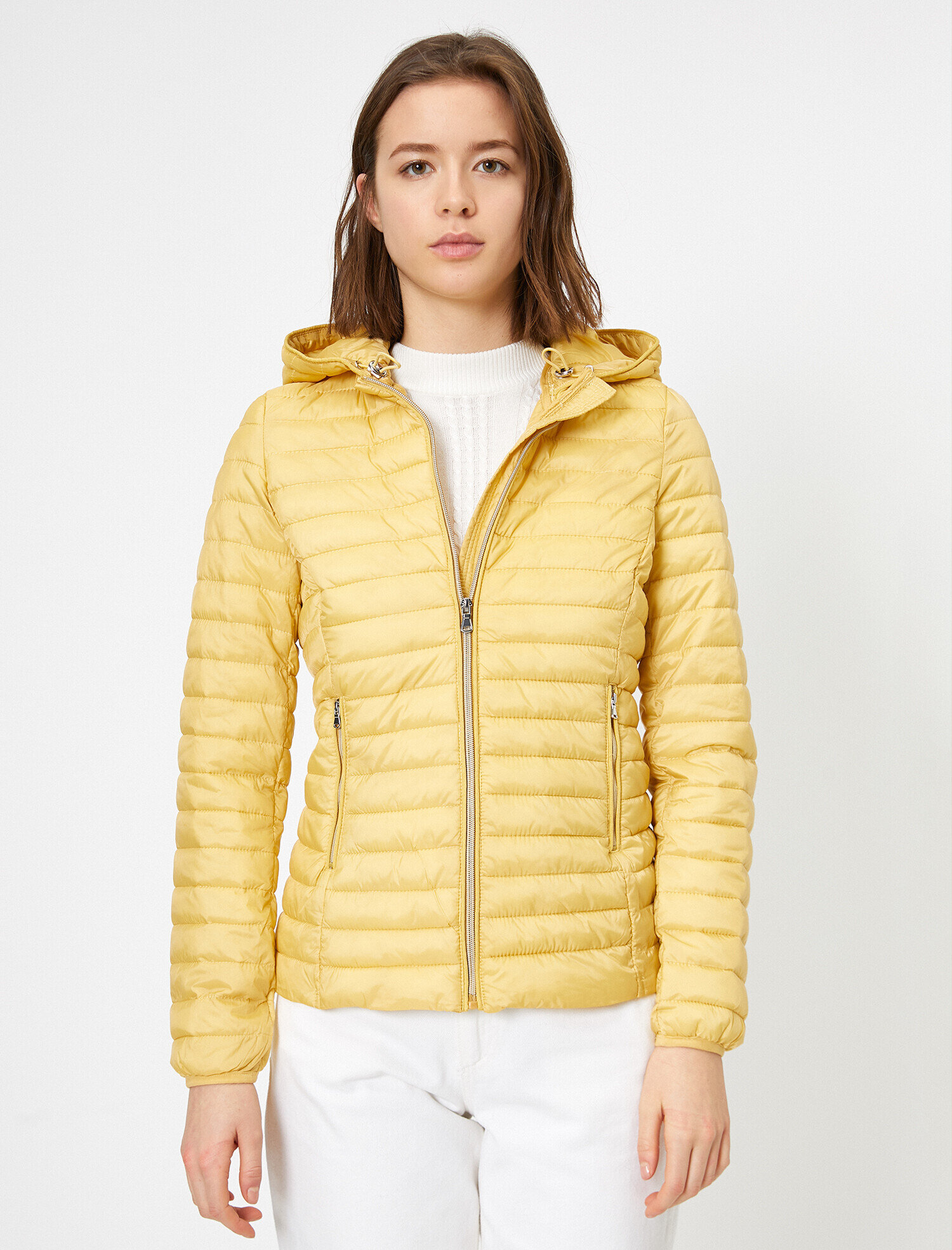   Kapüşonlu Cepli Şişme Mont