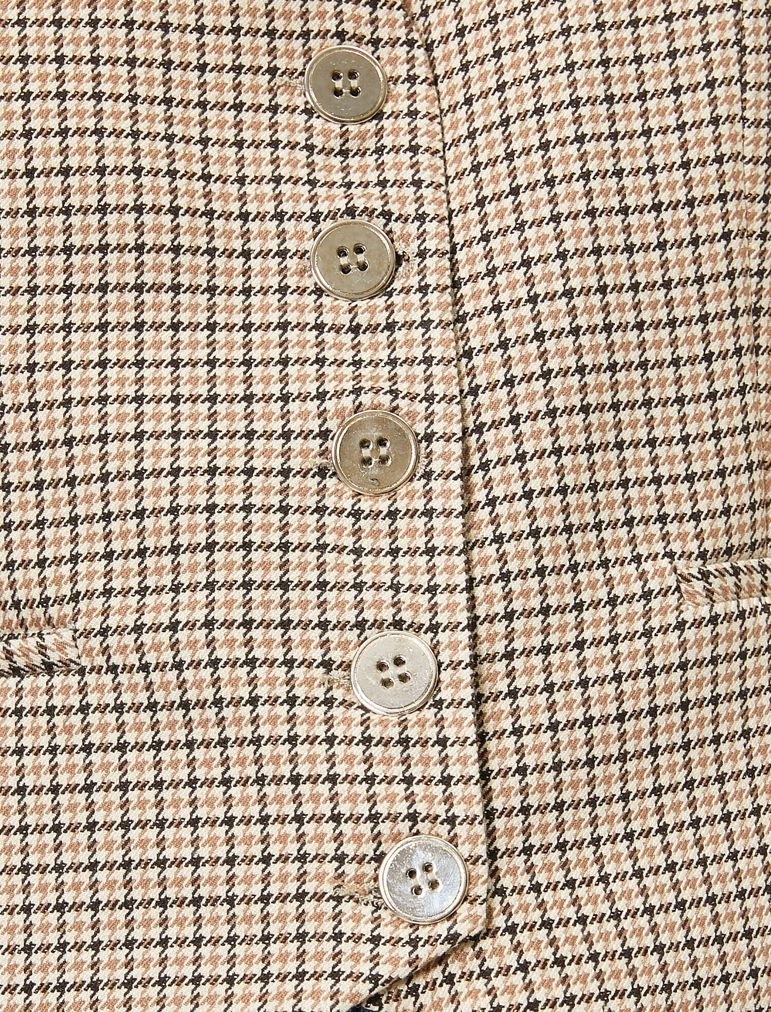   Metal Düğme Detaylı Ekoseli Yelek