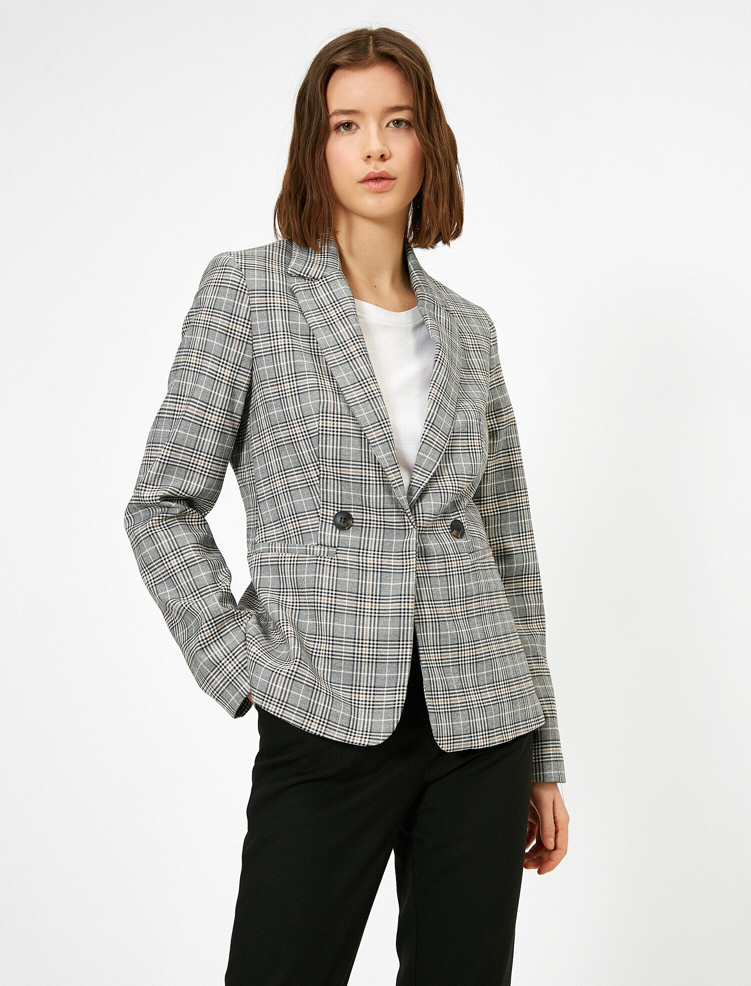   Ekoseli Blazer Ceket