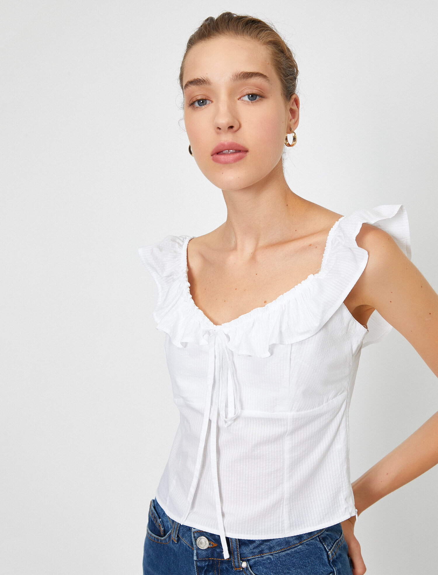 Ekru Kad n F rf rl Ask l Bluz 0YAK63341EW Koton Ekru Kad n F rf rl Ask l Bluz 0YAK63341EW Koton