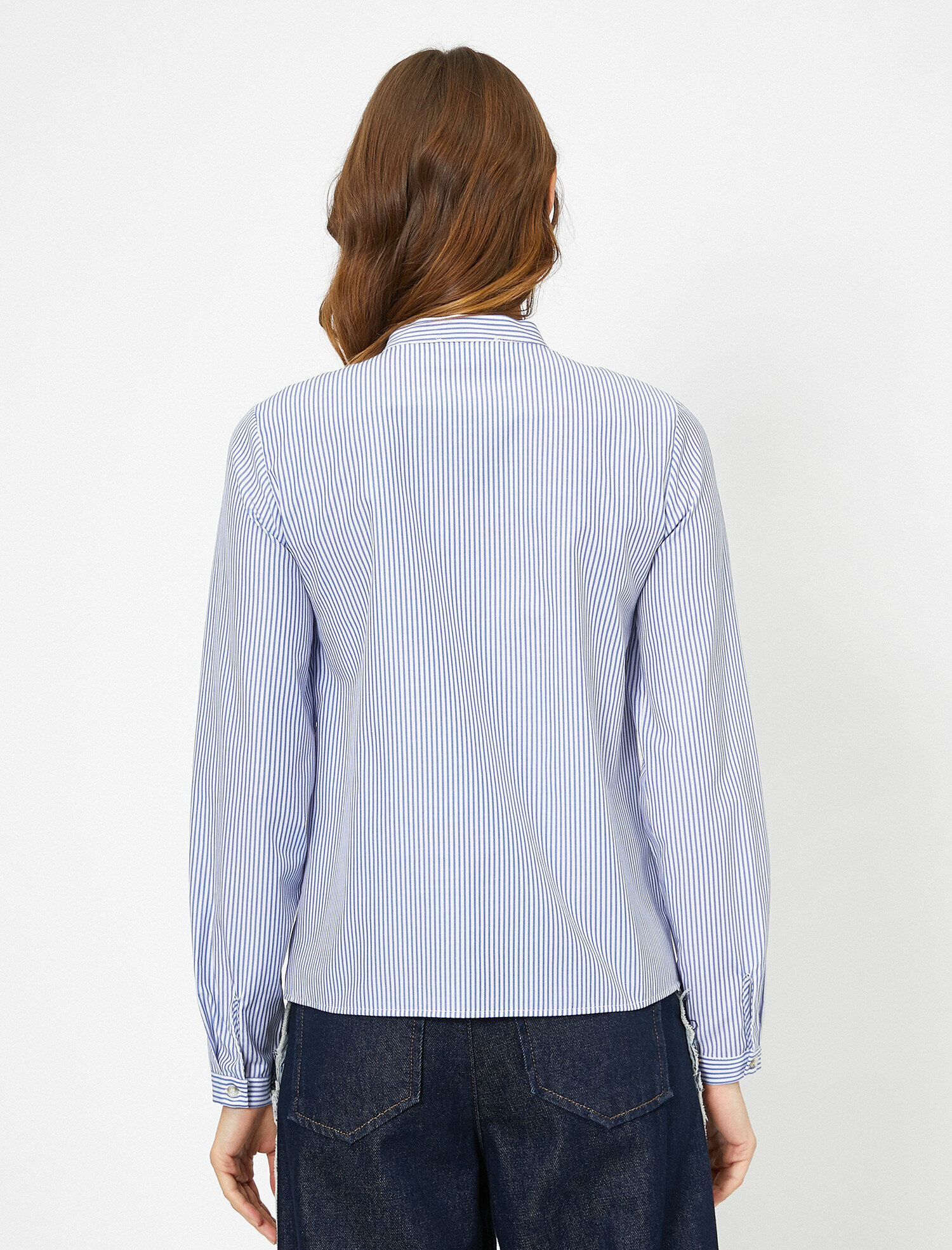 Çizgili Dik Yaka Gömlek
