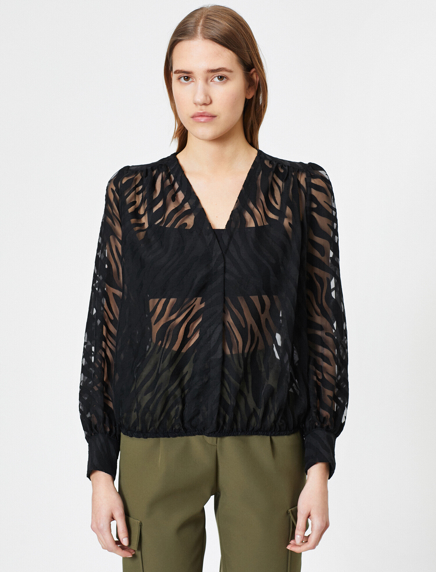   Desenli Tül Gömlek