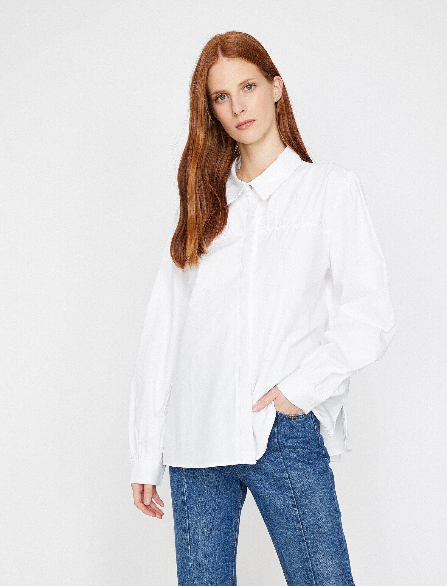   Uzun Kollu Poplin Gömlek