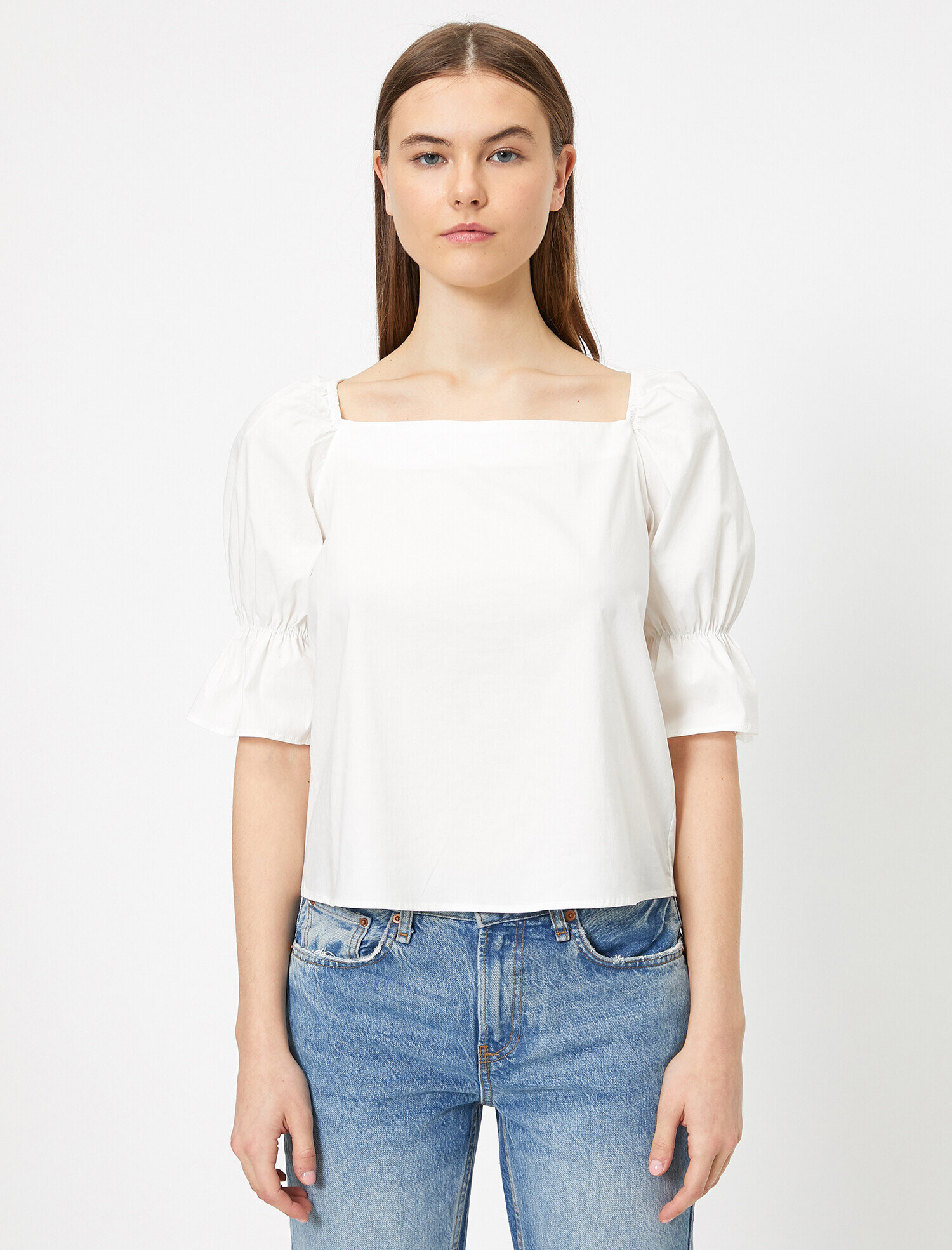   Poplin Volan Detaylı Bluz