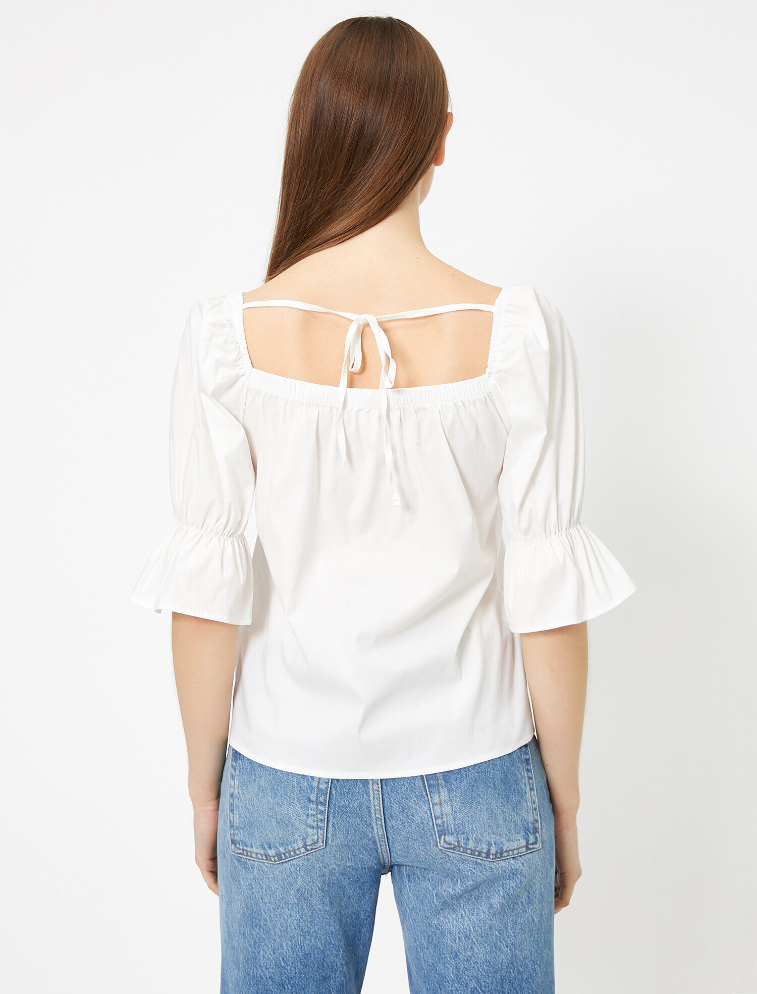   Poplin Volan Detaylı Bluz