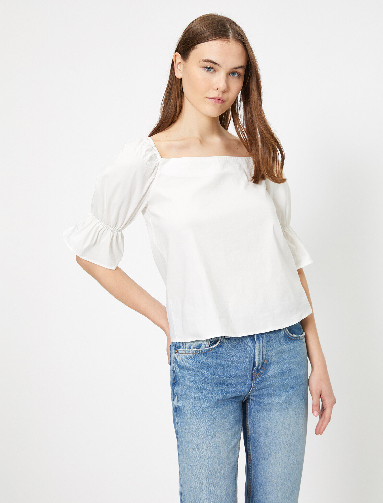   Poplin Volan Detaylı Bluz