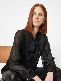 Uzun Kollu Fular Detaylı Bluz