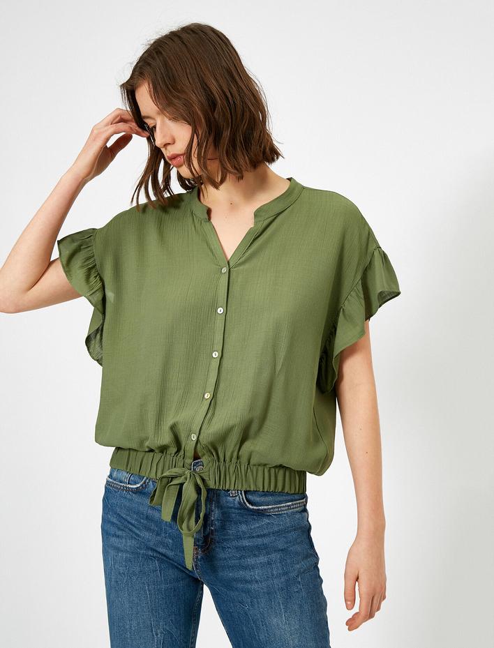  Volan Detaylı Dökümlü Gömlek