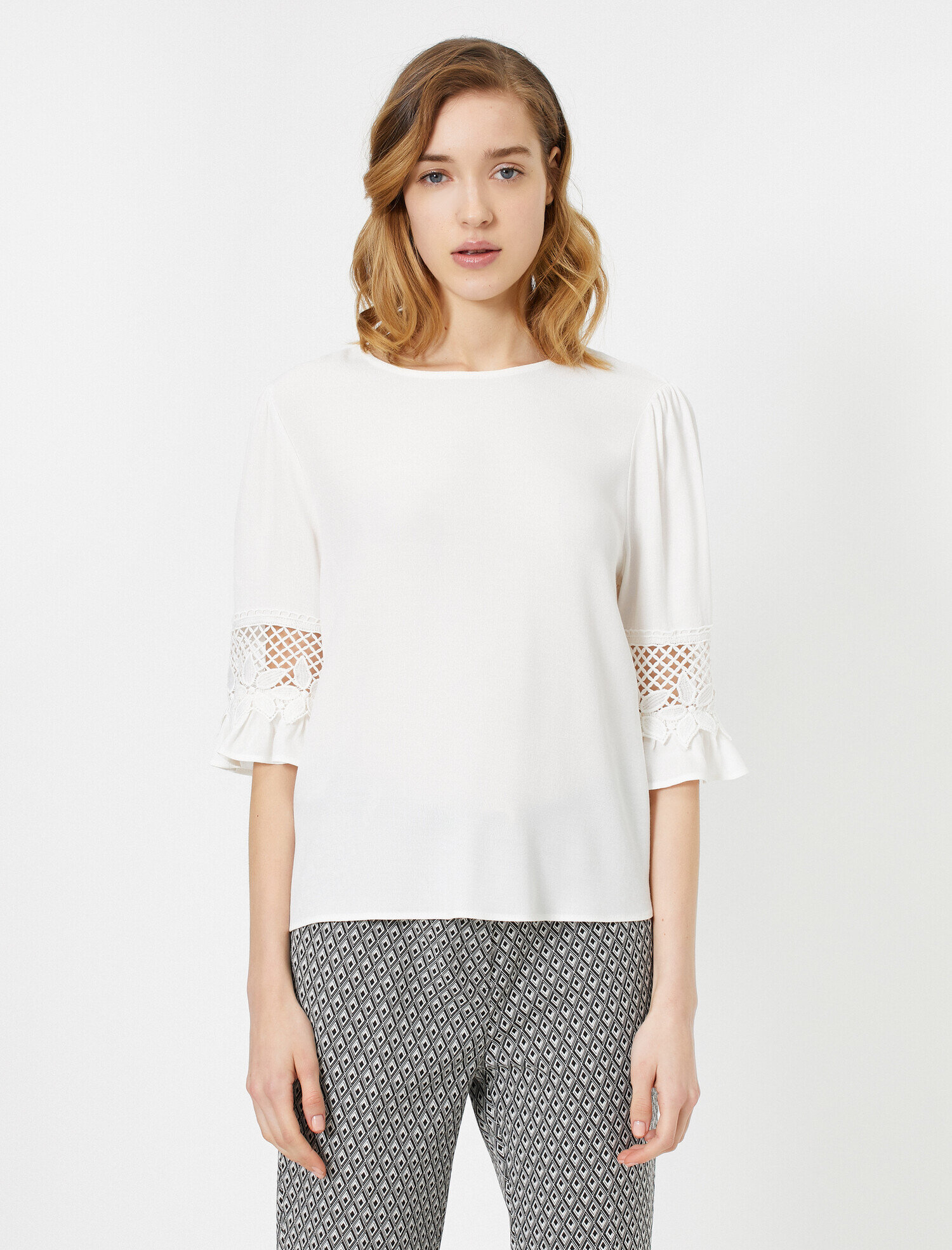   Bisiklet Yaka Kol Detaylı Bluz