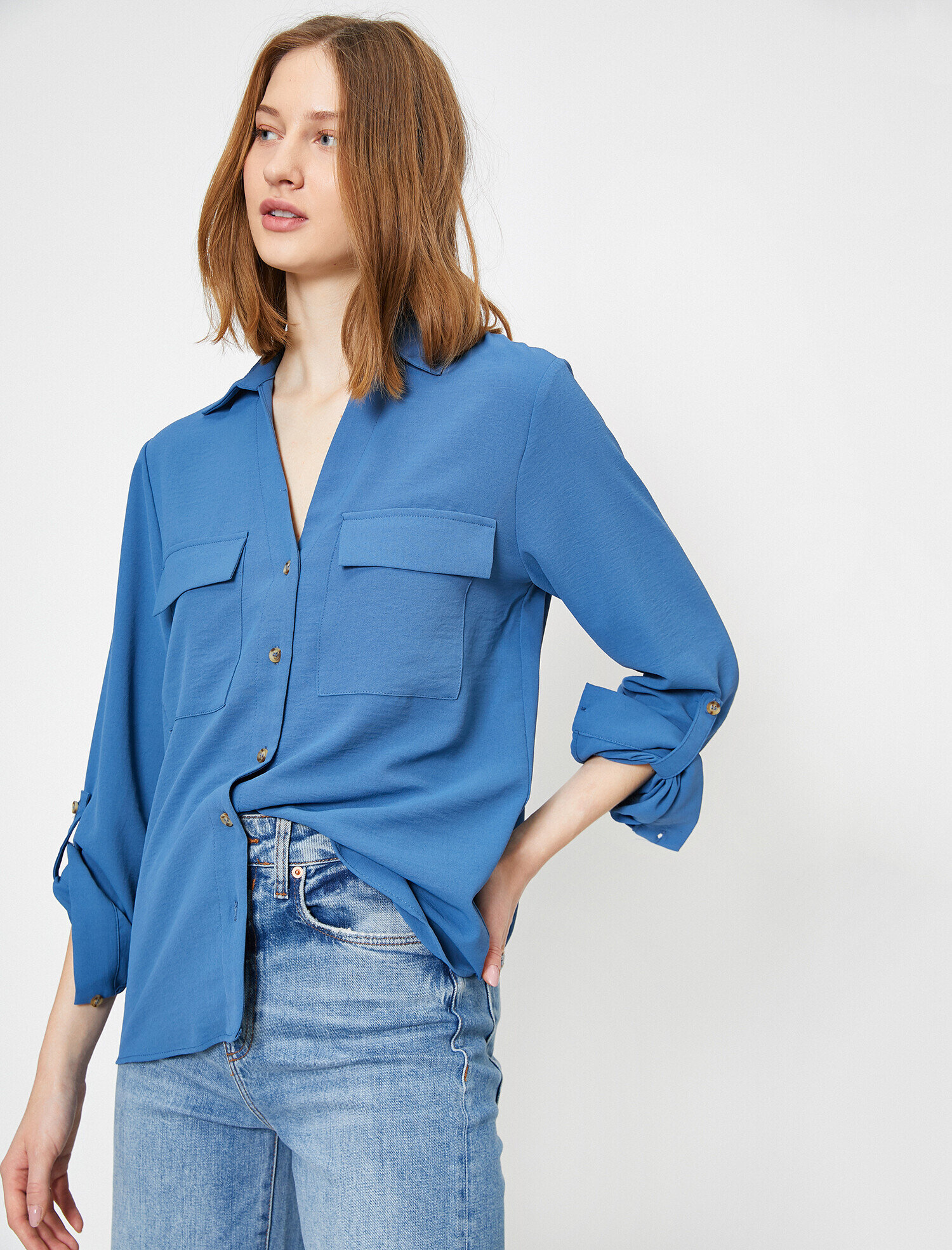   Cep Detaylı Uzun Kollu Gömlek