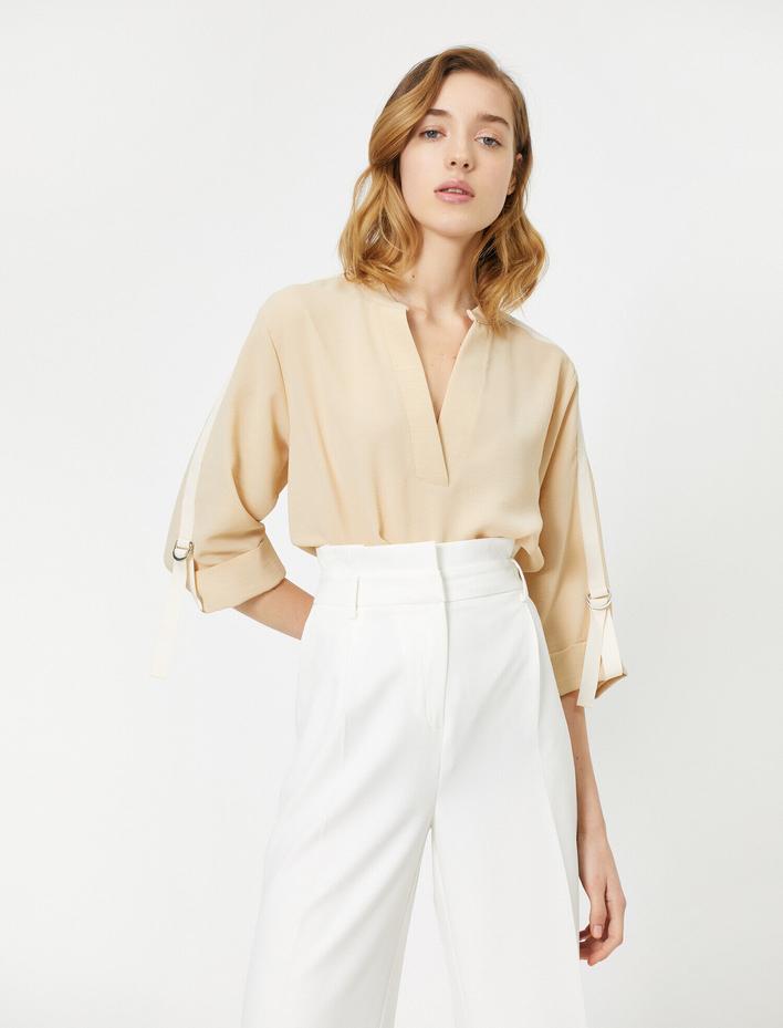  V Yaka Uzun Kollu Bluz