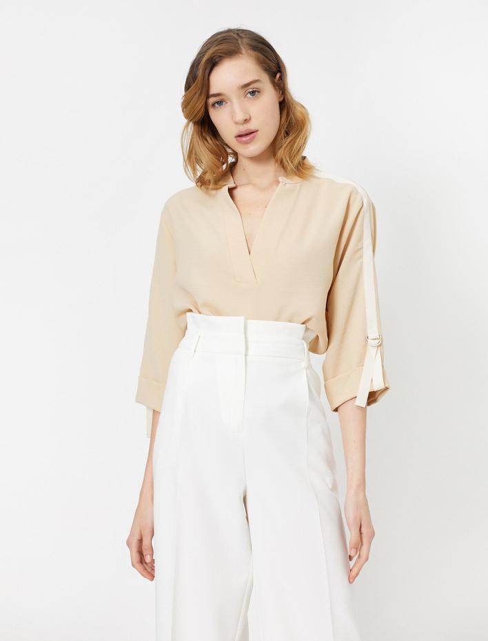  V Yaka Uzun Kollu Bluz