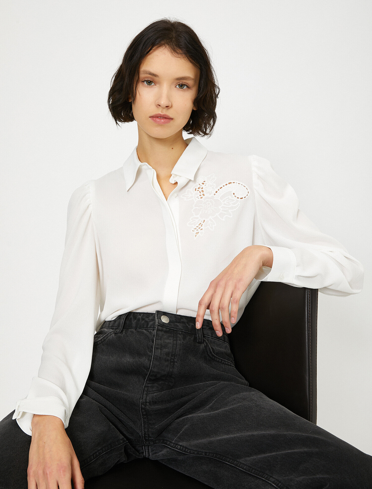   Fermuar Detaylı Uzun Kollu Gömlek