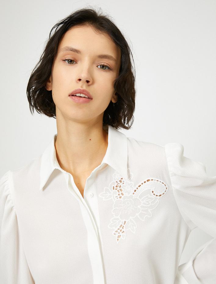  Fermuar Detaylı Uzun Kollu Gömlek