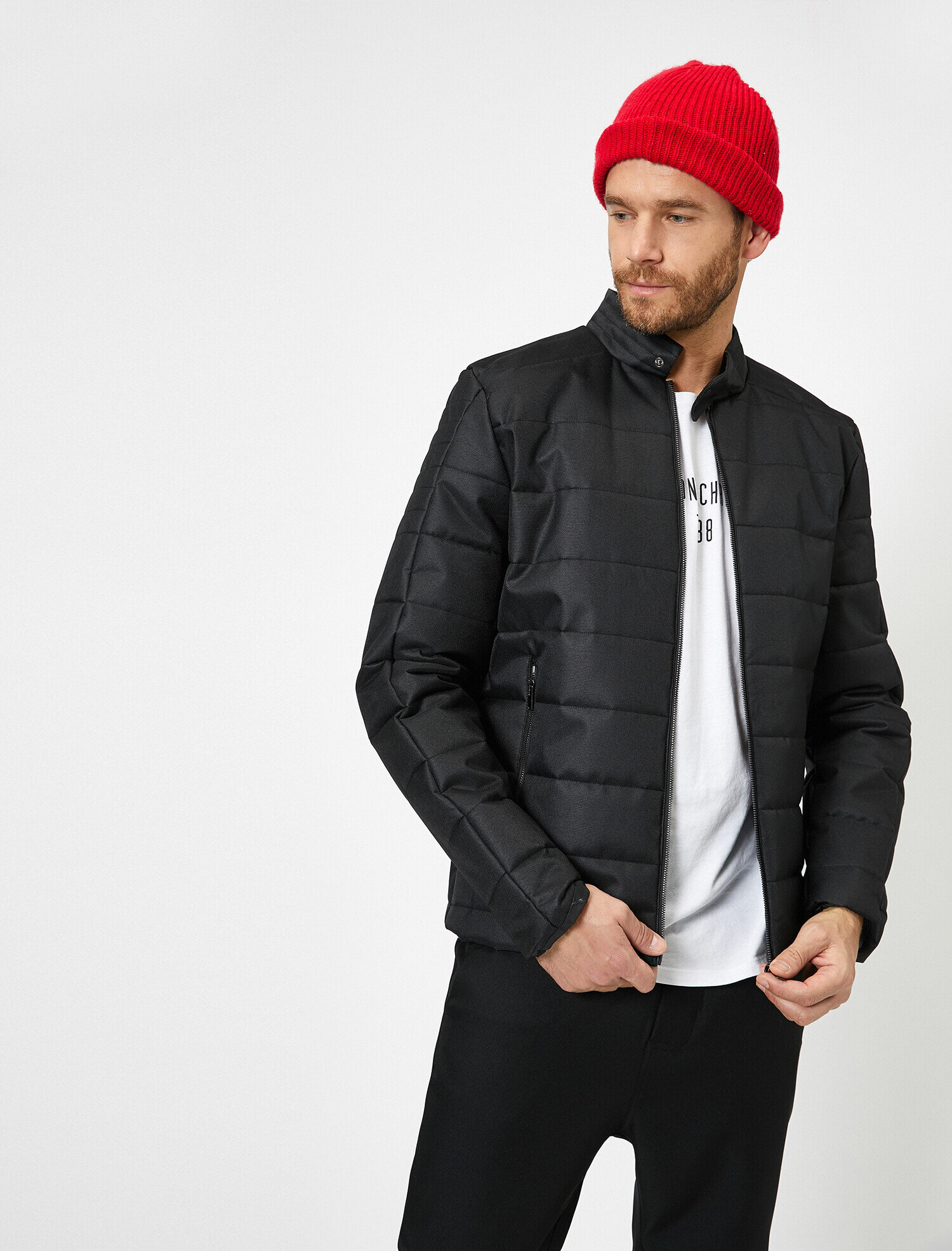 Hakim Yaka Fermuarlı Cepli Mont