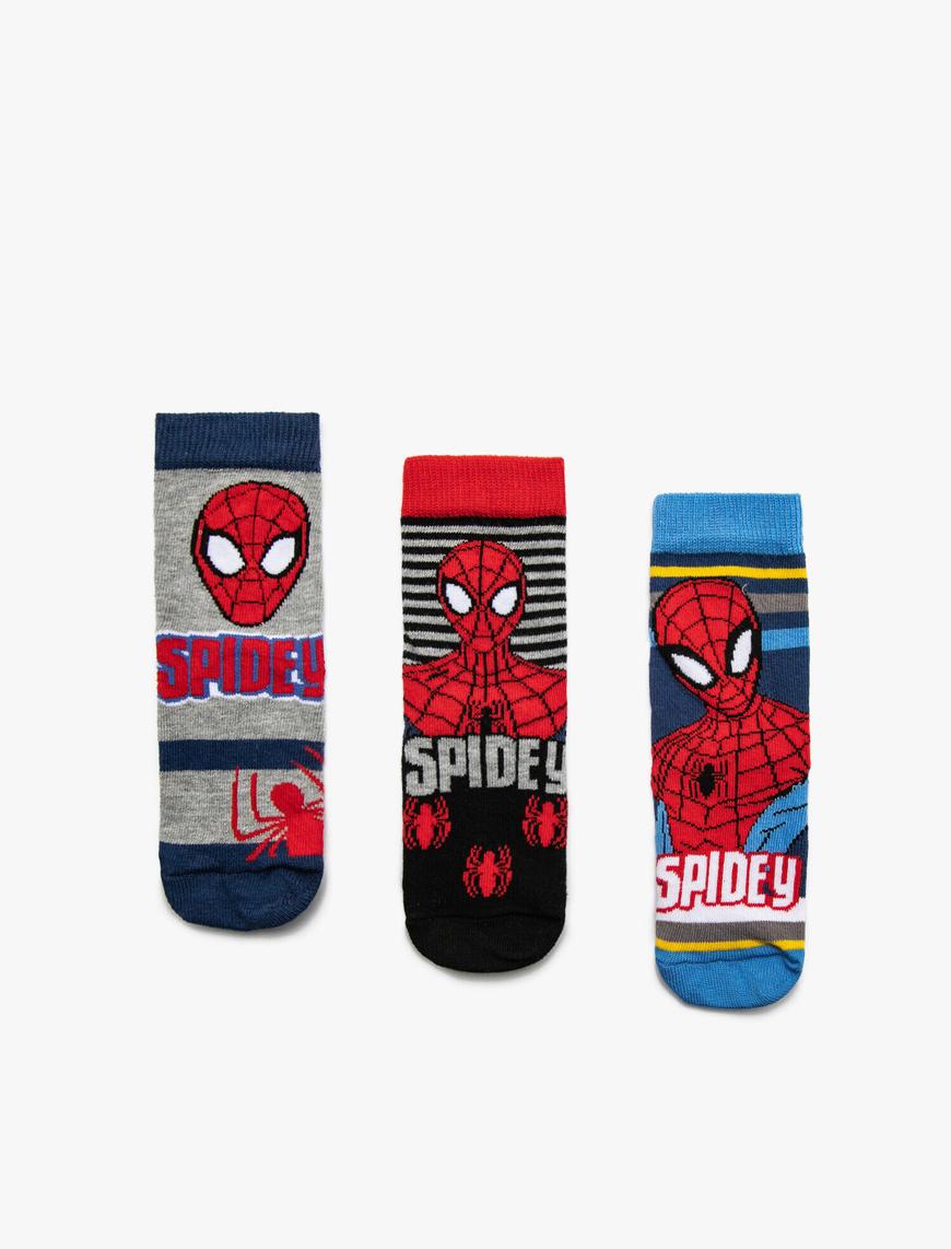  Erkek Çocuk Spiderman Lisanslı Çoklu Çorap Seti