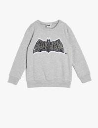 Batman Lisanslı Pul Detaylı Sweatshirt