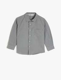 Basic Gömlek Cep Detaylı Pamuk Karışımlı