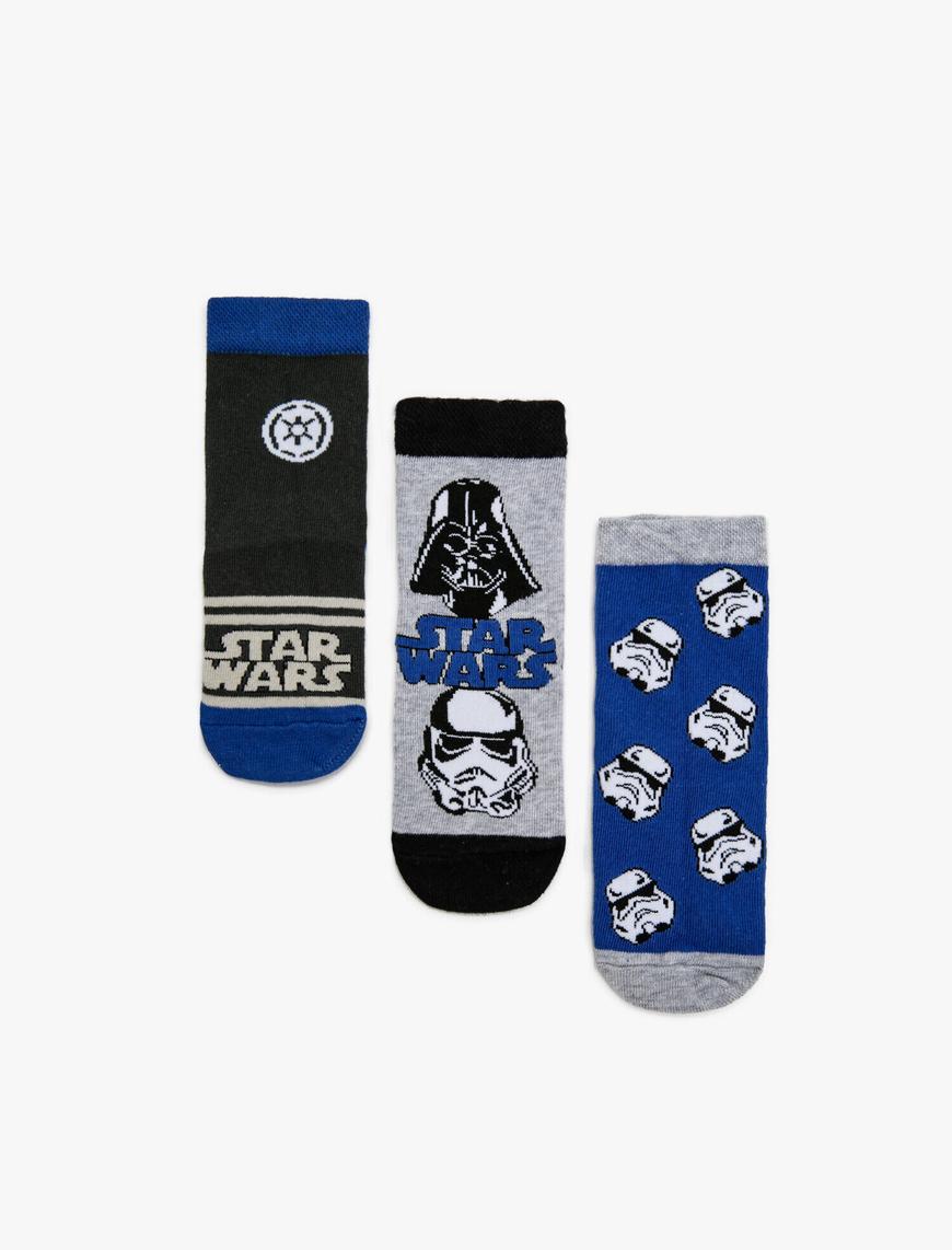  Erkek Çocuk Çoklu Star Wars Lisanslı Baskılı Çorap