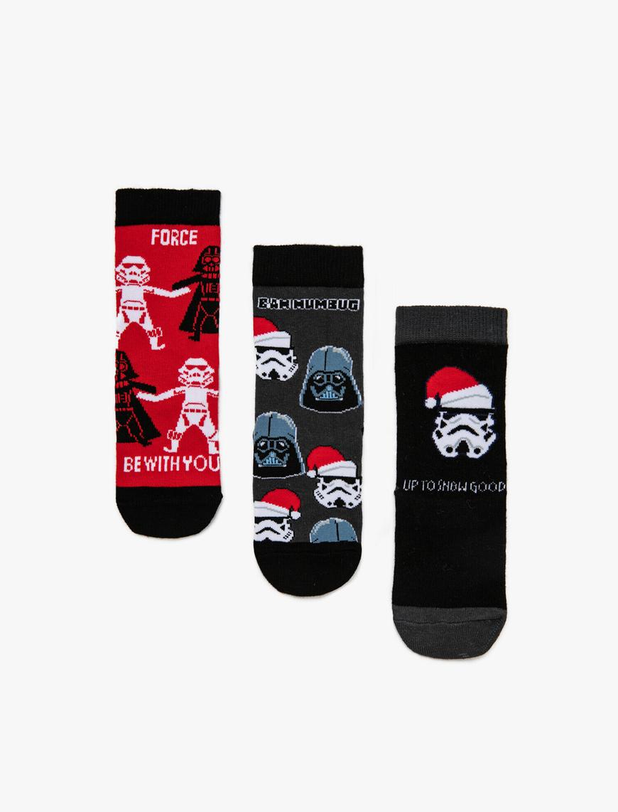  Erkek Çocuk Çoklu Star Wars Lisanslı Baskılı Çorap